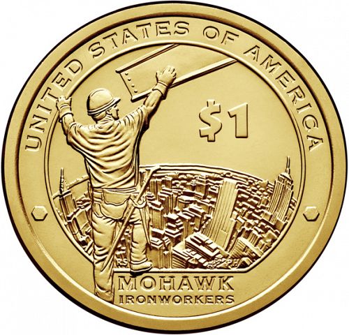 1 dollar Reverse Image minted in UNITED STATES in 2015D (Sacagawea - Mohawk Ironworkers)  - The Coin Database