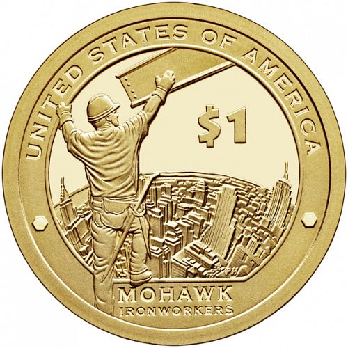 1 dollar Reverse Image minted in UNITED STATES in 2015S (Sacagawea - Mohawk Ironworkers)  - The Coin Database