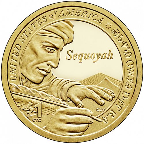 1 dollar Reverse Image minted in UNITED STATES in 2017S (Sacagawea - Sequoyah from Cherokee Nation)  - The Coin Database