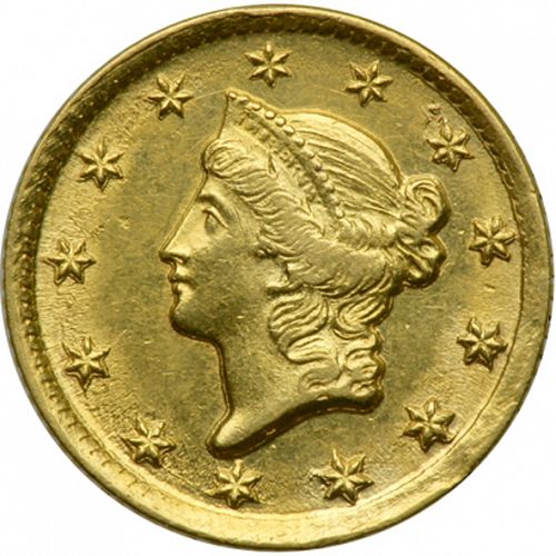 1 dollar - Gold Obverse Image minted in UNITED STATES in 1849D (Liberty Head)  - The Coin Database