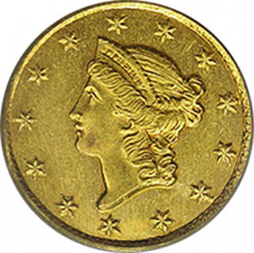 1 dollar - Gold Obverse Image minted in UNITED STATES in 1850C (Liberty Head)  - The Coin Database