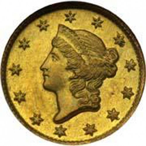 1 dollar - Gold Obverse Image minted in UNITED STATES in 1851C (Liberty Head)  - The Coin Database