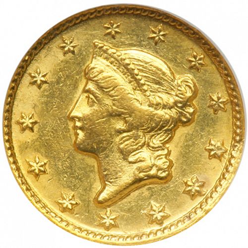 1 dollar - Gold Obverse Image minted in UNITED STATES in 1851D (Liberty Head)  - The Coin Database