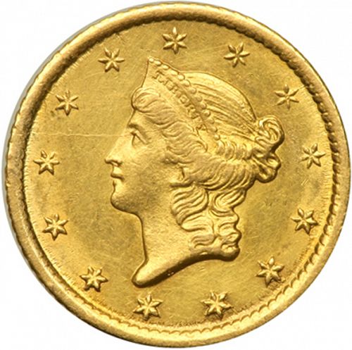 1 dollar - Gold Obverse Image minted in UNITED STATES in 1851O (Liberty Head)  - The Coin Database