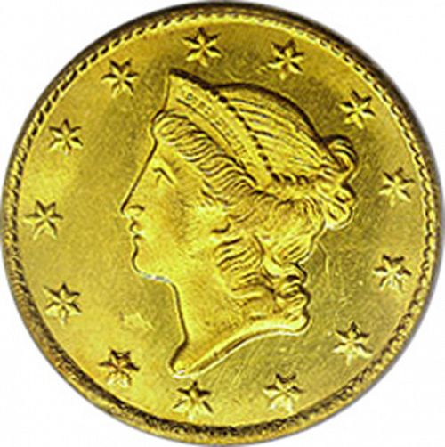 1 dollar - Gold Obverse Image minted in UNITED STATES in 1852C (Liberty Head)  - The Coin Database