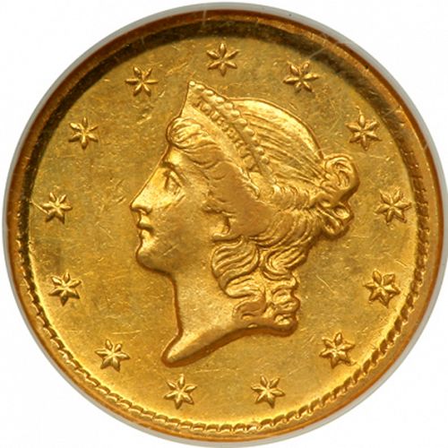 1 dollar - Gold Obverse Image minted in UNITED STATES in 1854D (Liberty Head)  - The Coin Database