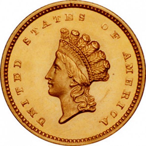 1 dollar - Gold Obverse Image minted in UNITED STATES in 1854 (Small Indian Head)  - The Coin Database