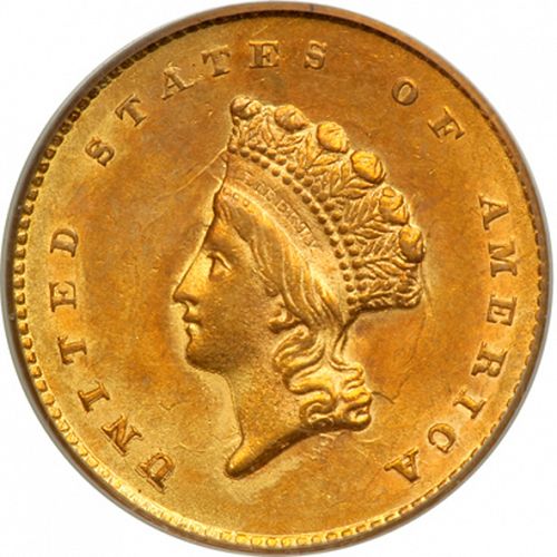 1 dollar - Gold Obverse Image minted in UNITED STATES in 1855 (Small Indian Head)  - The Coin Database
