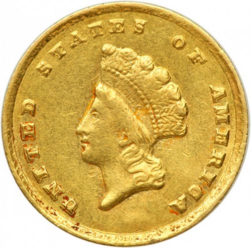 1 dollar - Gold Obverse Image minted in UNITED STATES in 1855C (Small Indian Head)  - The Coin Database