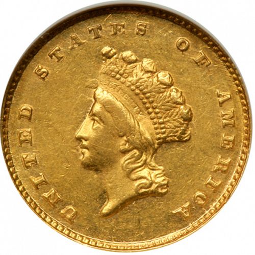 1 dollar - Gold Obverse Image minted in UNITED STATES in 1855D (Small Indian Head)  - The Coin Database
