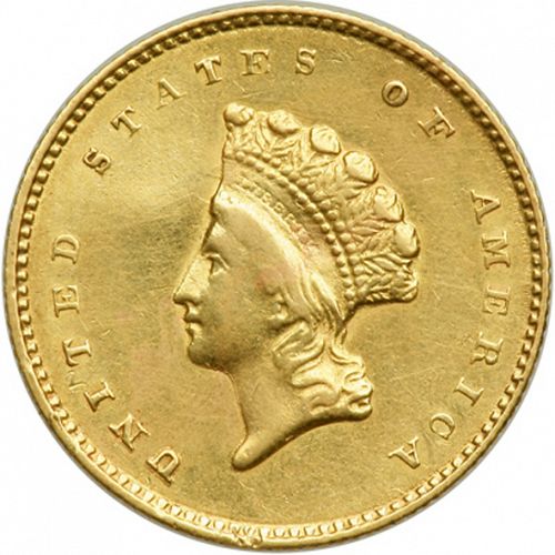 1 dollar - Gold Obverse Image minted in UNITED STATES in 1855O (Small Indian Head)  - The Coin Database