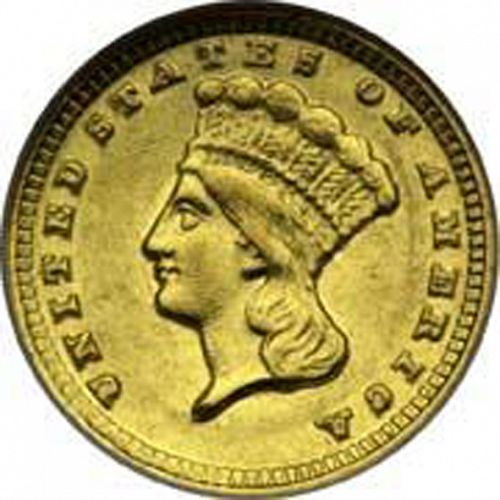 1 dollar - Gold Obverse Image minted in UNITED STATES in 1857D (Large Indian Head)  - The Coin Database