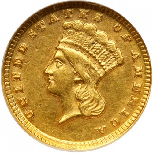 1 dollar - Gold Obverse Image minted in UNITED STATES in 1858D (Large Indian Head)  - The Coin Database