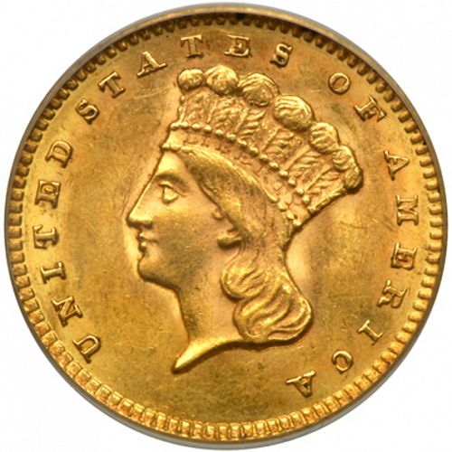 1 dollar - Gold Obverse Image minted in UNITED STATES in 1859 (Large Indian Head)  - The Coin Database
