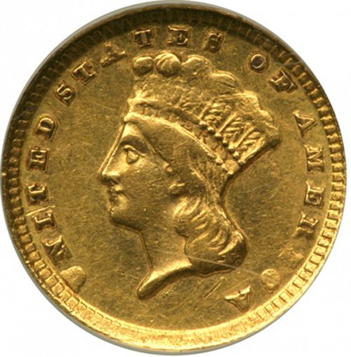 1 dollar - Gold Obverse Image minted in UNITED STATES in 1859D (Large Indian Head)  - The Coin Database