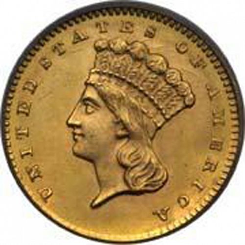 1 dollar - Gold Obverse Image minted in UNITED STATES in 1860 (Large Indian Head)  - The Coin Database