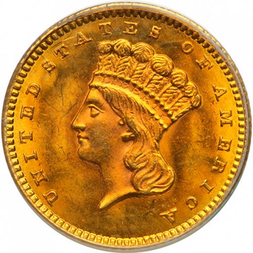 1 dollar - Gold Obverse Image minted in UNITED STATES in 1861 (Large Indian Head)  - The Coin Database