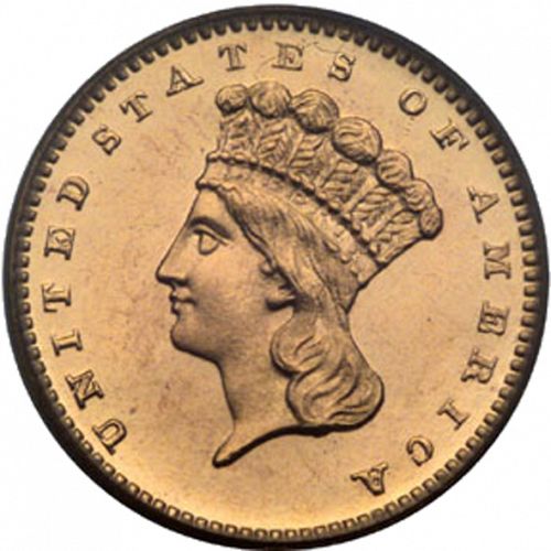 1 dollar - Gold Obverse Image minted in UNITED STATES in 1865 (Large Indian Head)  - The Coin Database