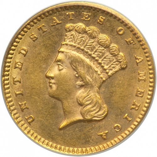 1 dollar - Gold Obverse Image minted in UNITED STATES in 1868 (Large Indian Head)  - The Coin Database