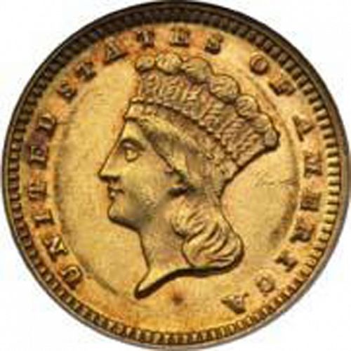 1 dollar - Gold Obverse Image minted in UNITED STATES in 1871 (Large Indian Head)  - The Coin Database