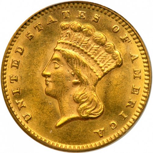 1 dollar - Gold Obverse Image minted in UNITED STATES in 1873 (Large Indian Head)  - The Coin Database