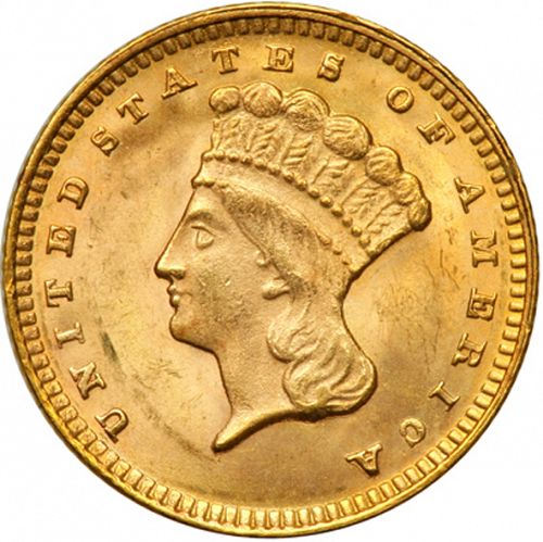 1 dollar - Gold Obverse Image minted in UNITED STATES in 1874 (Large Indian Head)  - The Coin Database