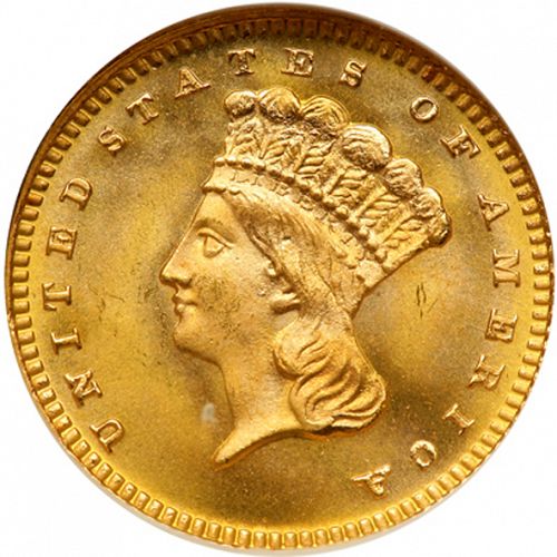 1 dollar - Gold Obverse Image minted in UNITED STATES in 1880 (Large Indian Head)  - The Coin Database