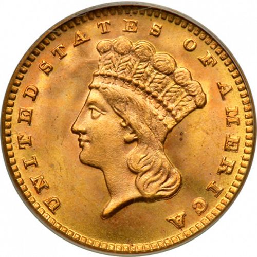 1 dollar - Gold Obverse Image minted in UNITED STATES in 1889 (Large Indian Head)  - The Coin Database