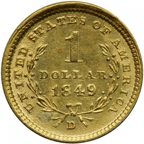 1 dollar - Gold Reverse Image minted in UNITED STATES in 1849D (Liberty Head)  - The Coin Database
