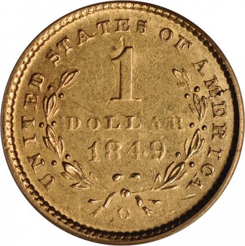 1 dollar - Gold Reverse Image minted in UNITED STATES in 1849O (Liberty Head)  - The Coin Database