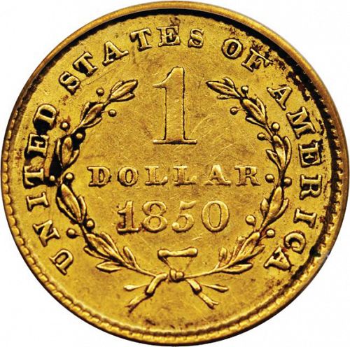 1 dollar - Gold Reverse Image minted in UNITED STATES in 1850 (Liberty Head)  - The Coin Database