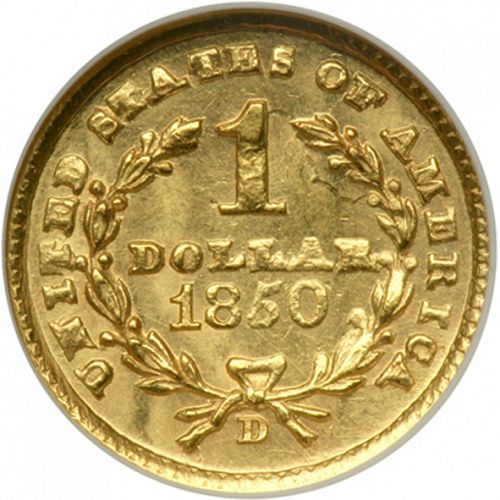 1 dollar - Gold Reverse Image minted in UNITED STATES in 1850D (Liberty Head)  - The Coin Database