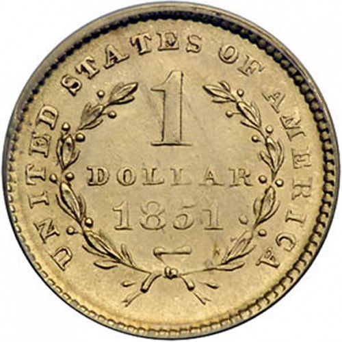 1 dollar - Gold Reverse Image minted in UNITED STATES in 1851 (Liberty Head)  - The Coin Database
