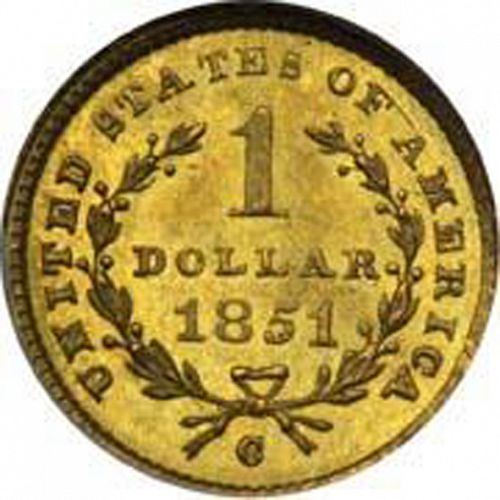 1 dollar - Gold Reverse Image minted in UNITED STATES in 1851C (Liberty Head)  - The Coin Database