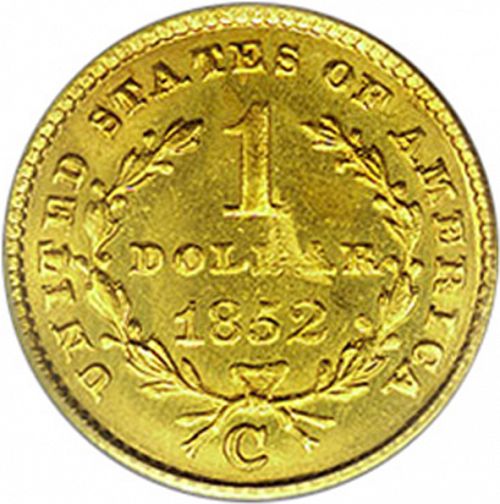 1 dollar - Gold Reverse Image minted in UNITED STATES in 1852C (Liberty Head)  - The Coin Database