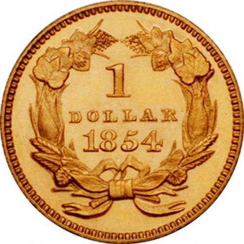1 dollar - Gold Reverse Image minted in UNITED STATES in 1854 (Small Indian Head)  - The Coin Database