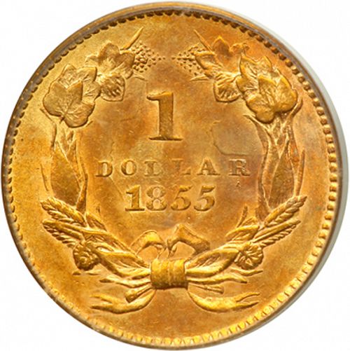 1 dollar - Gold Reverse Image minted in UNITED STATES in 1855 (Small Indian Head)  - The Coin Database