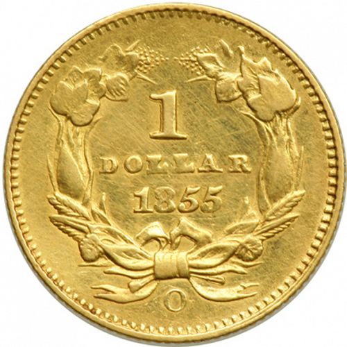 1 dollar - Gold Reverse Image minted in UNITED STATES in 1855O (Small Indian Head)  - The Coin Database