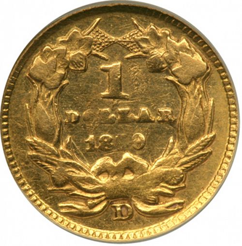 1 dollar - Gold Reverse Image minted in UNITED STATES in 1859D (Large Indian Head)  - The Coin Database