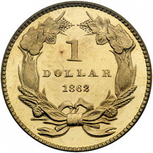 1 dollar - Gold Reverse Image minted in UNITED STATES in 1862 (Large Indian Head)  - The Coin Database