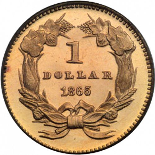 1 dollar - Gold Reverse Image minted in UNITED STATES in 1865 (Large Indian Head)  - The Coin Database