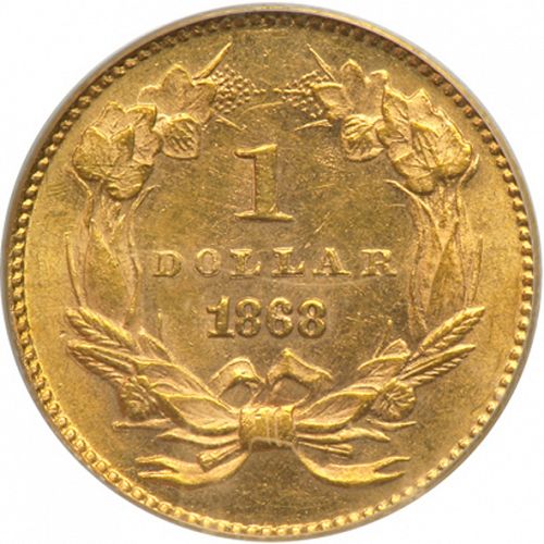 1 dollar - Gold Reverse Image minted in UNITED STATES in 1868 (Large Indian Head)  - The Coin Database