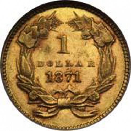 1 dollar - Gold Reverse Image minted in UNITED STATES in 1871 (Large Indian Head)  - The Coin Database