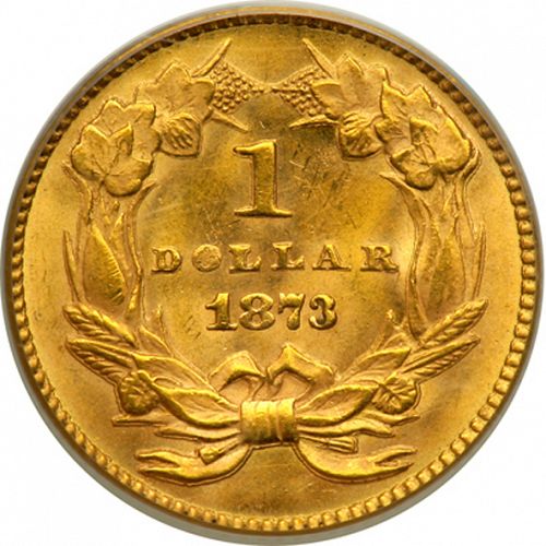1 dollar - Gold Reverse Image minted in UNITED STATES in 1873 (Large Indian Head)  - The Coin Database