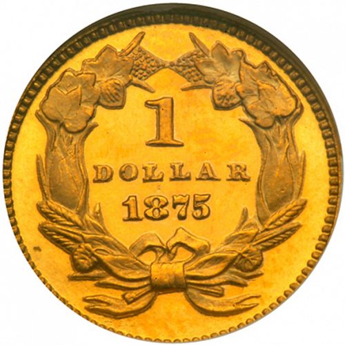 1 dollar - Gold Reverse Image minted in UNITED STATES in 1875 (Large Indian Head)  - The Coin Database