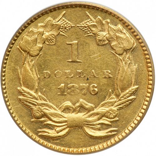 1 dollar - Gold Reverse Image minted in UNITED STATES in 1876 (Large Indian Head)  - The Coin Database