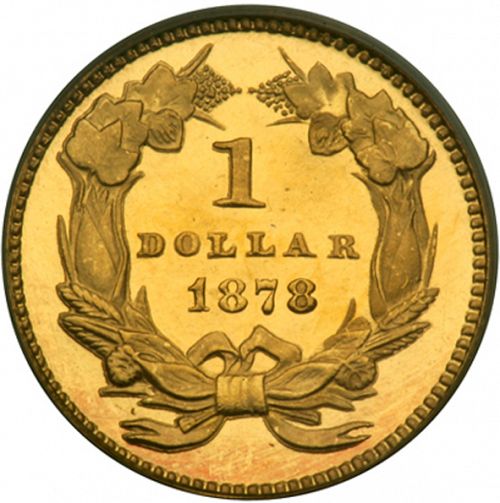 1 dollar - Gold Reverse Image minted in UNITED STATES in 1878 (Large Indian Head)  - The Coin Database