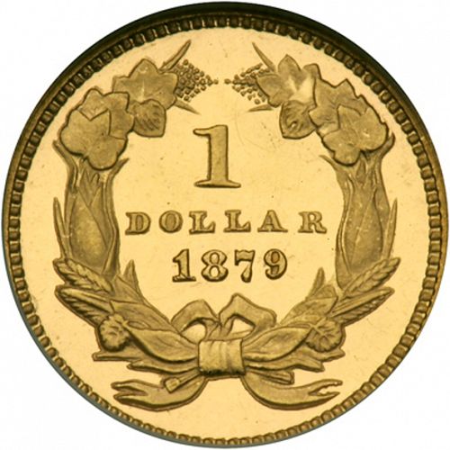 1 dollar - Gold Reverse Image minted in UNITED STATES in 1879 (Large Indian Head)  - The Coin Database