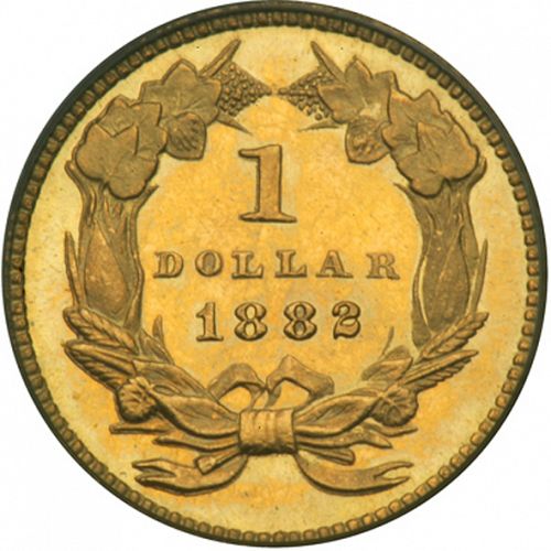 1 dollar - Gold Reverse Image minted in UNITED STATES in 1882 (Large Indian Head)  - The Coin Database