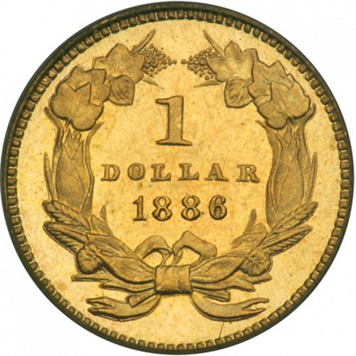 1 dollar - Gold Reverse Image minted in UNITED STATES in 1886 (Large Indian Head)  - The Coin Database